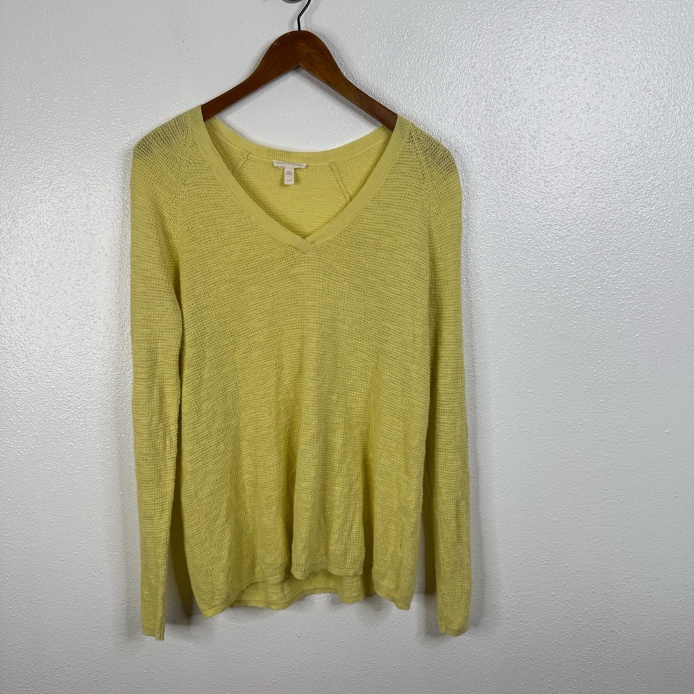 Eileen Fisher Butter Yellow Organic Linen Cotton Blend Sweater Size Large